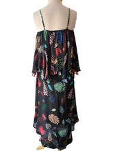 Carolina K Black Silk Tiered Monstera Print Dress