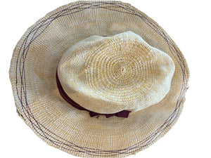Lola Hats Woven Straw Fedora with Maroon Band