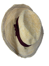 Lola Hats Woven Straw Fedora with Maroon Band