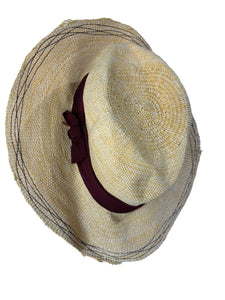 Lola Hats Woven Straw Fedora with Maroon Band