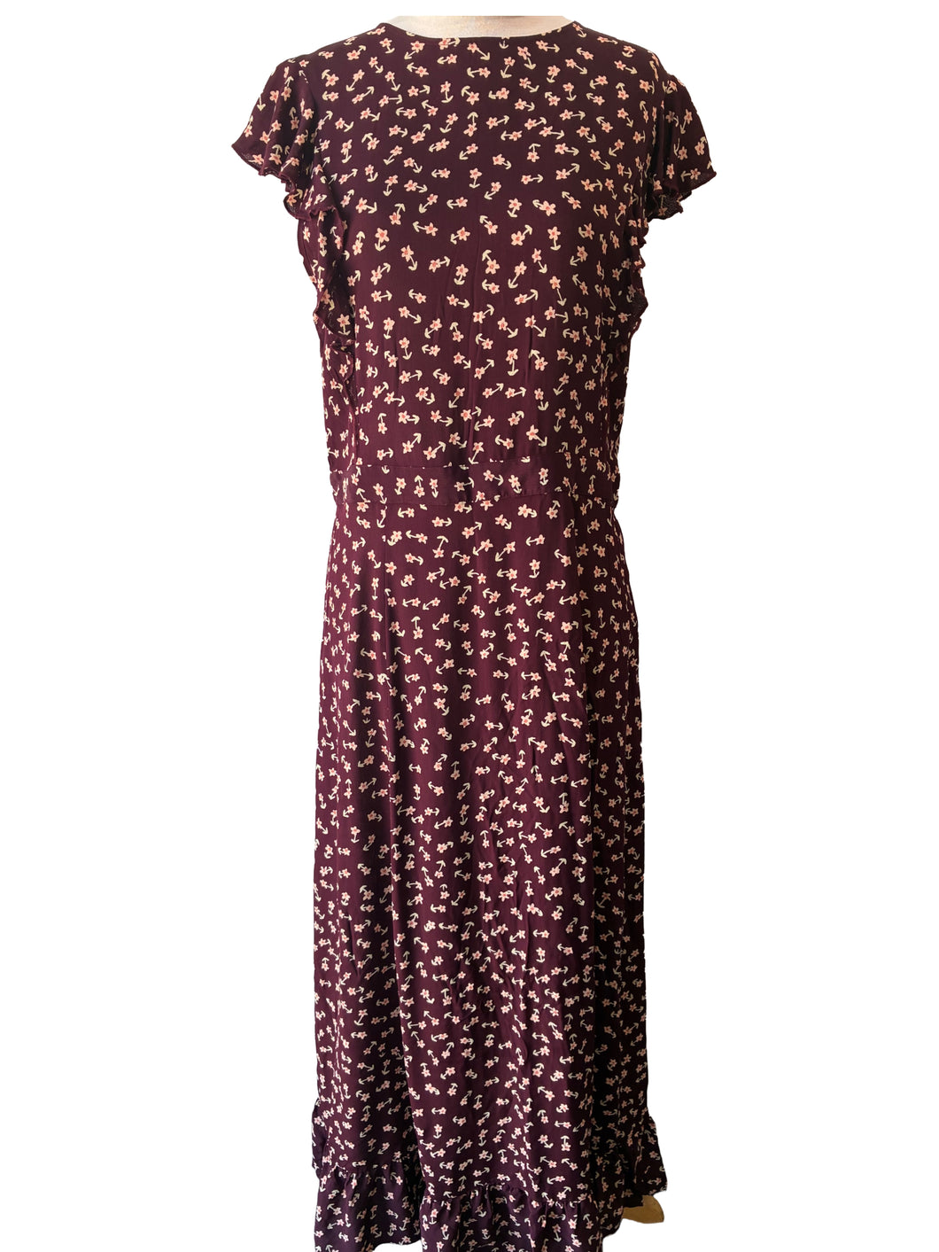 Christy Dawn Maroon Floral Maxi Dress