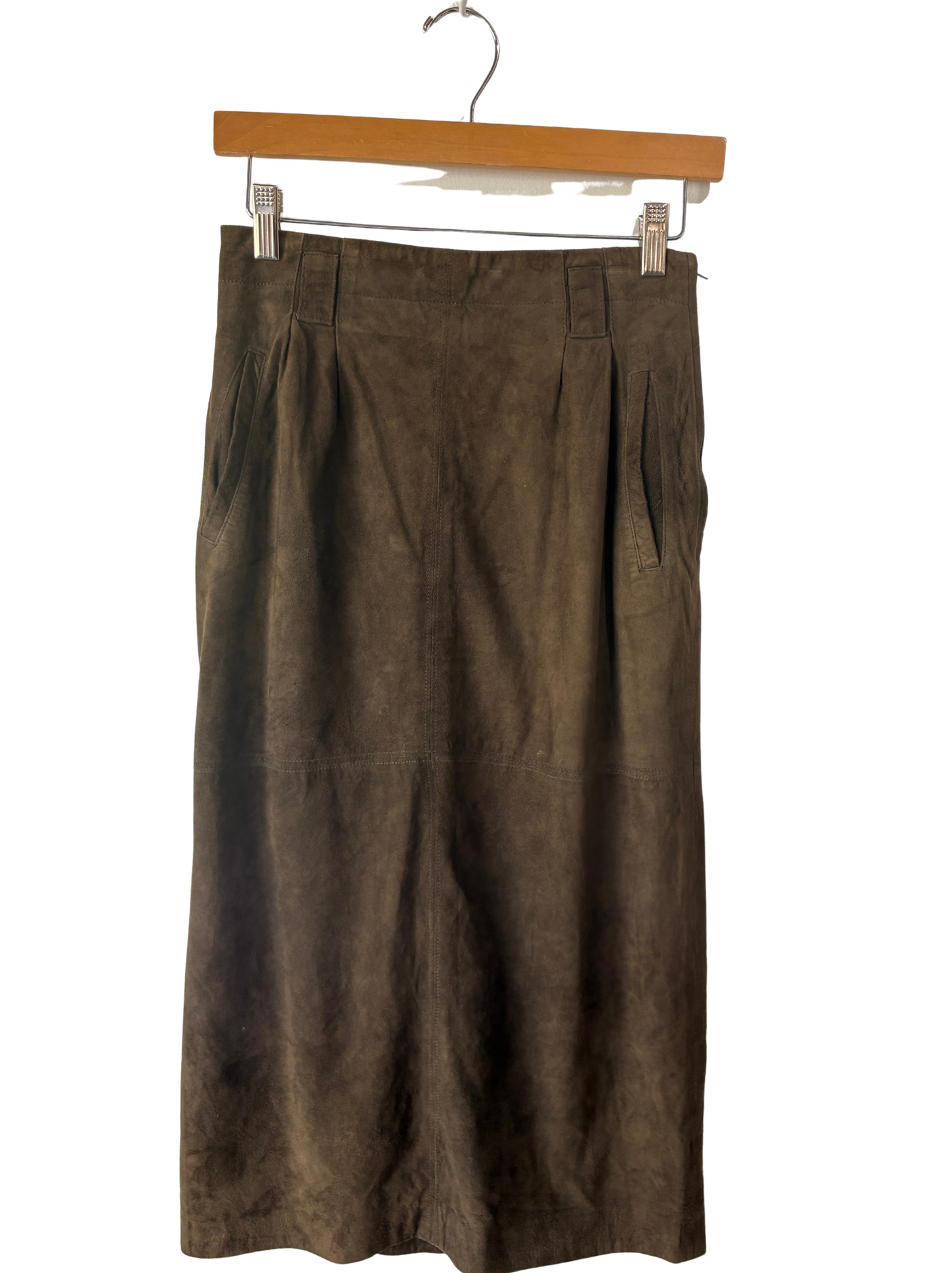 Vintage Ellen Tracy Brown Suede Skirt - The Curatorial Dept.