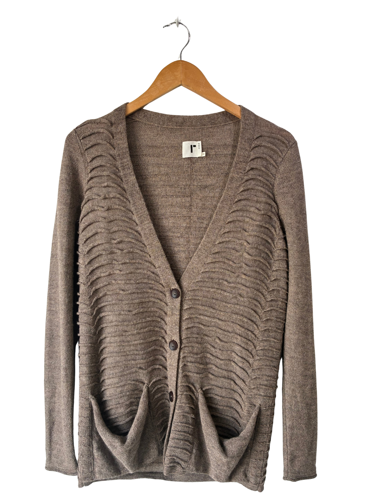 Rogan Brown Pleated Cardigan - The Curatorial Dept.