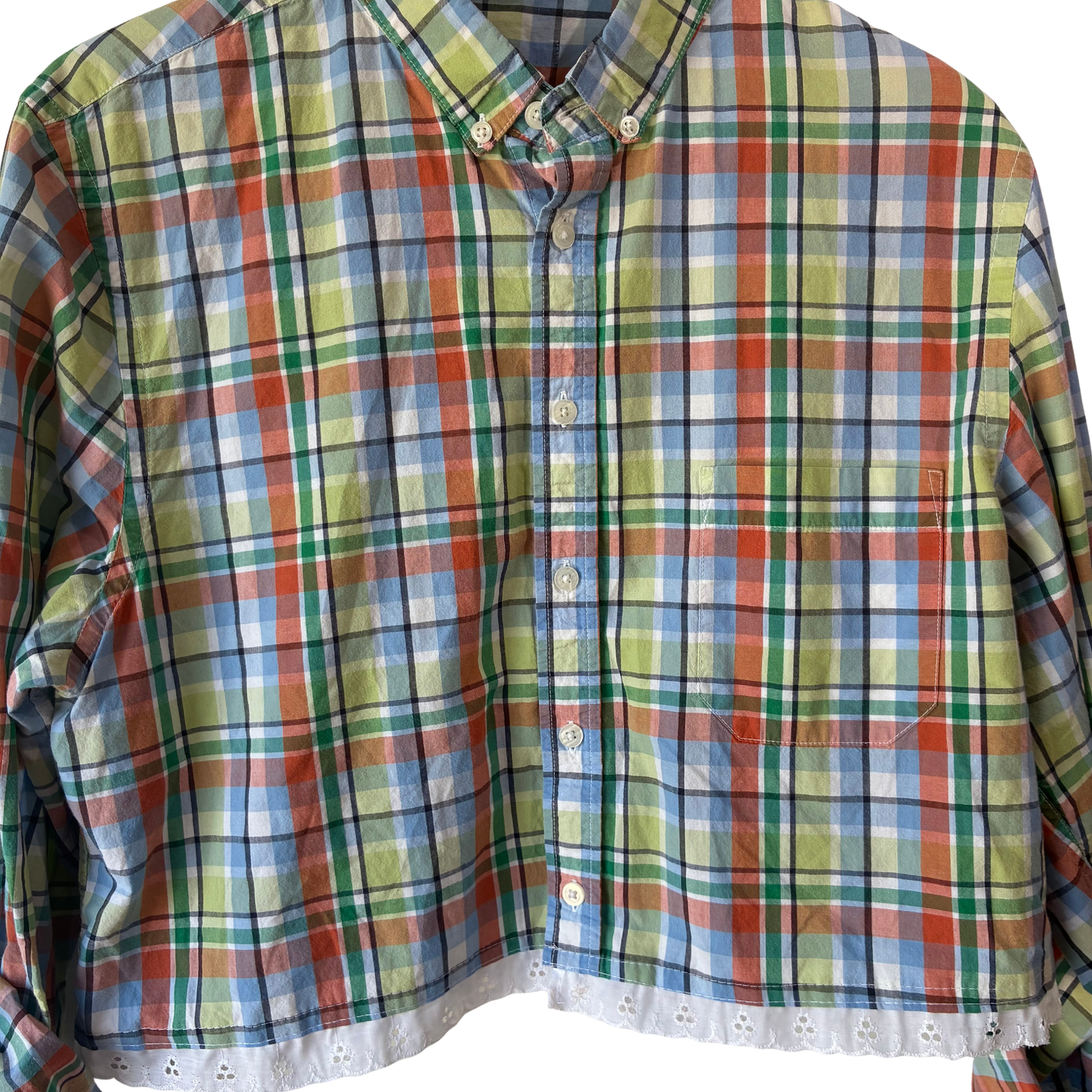 Wishful Sinful Green, Blue and Orange Plaid Shirt - The Curatorial Dept.