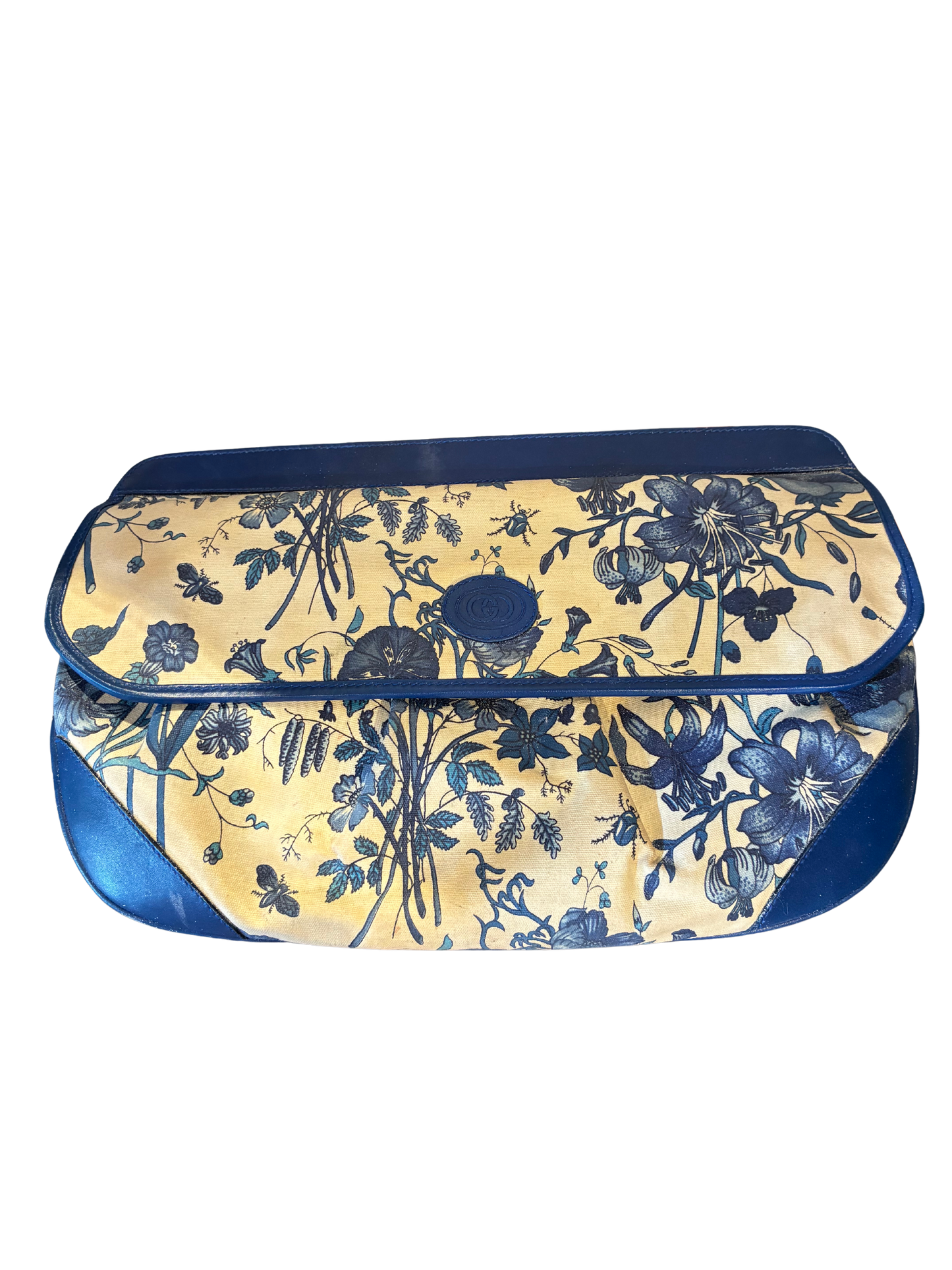 Vintage Gucci Blue Floral Clutch - The Curatorial Dept.