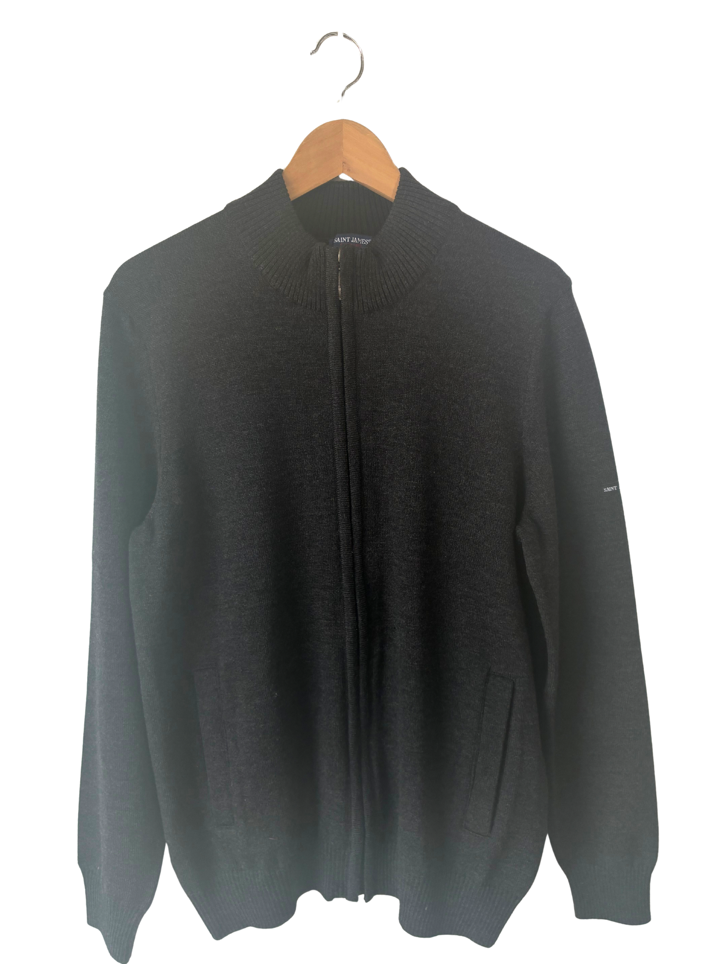 Saint James Grey Wool Zip Sweater - The Curatorial Dept.
