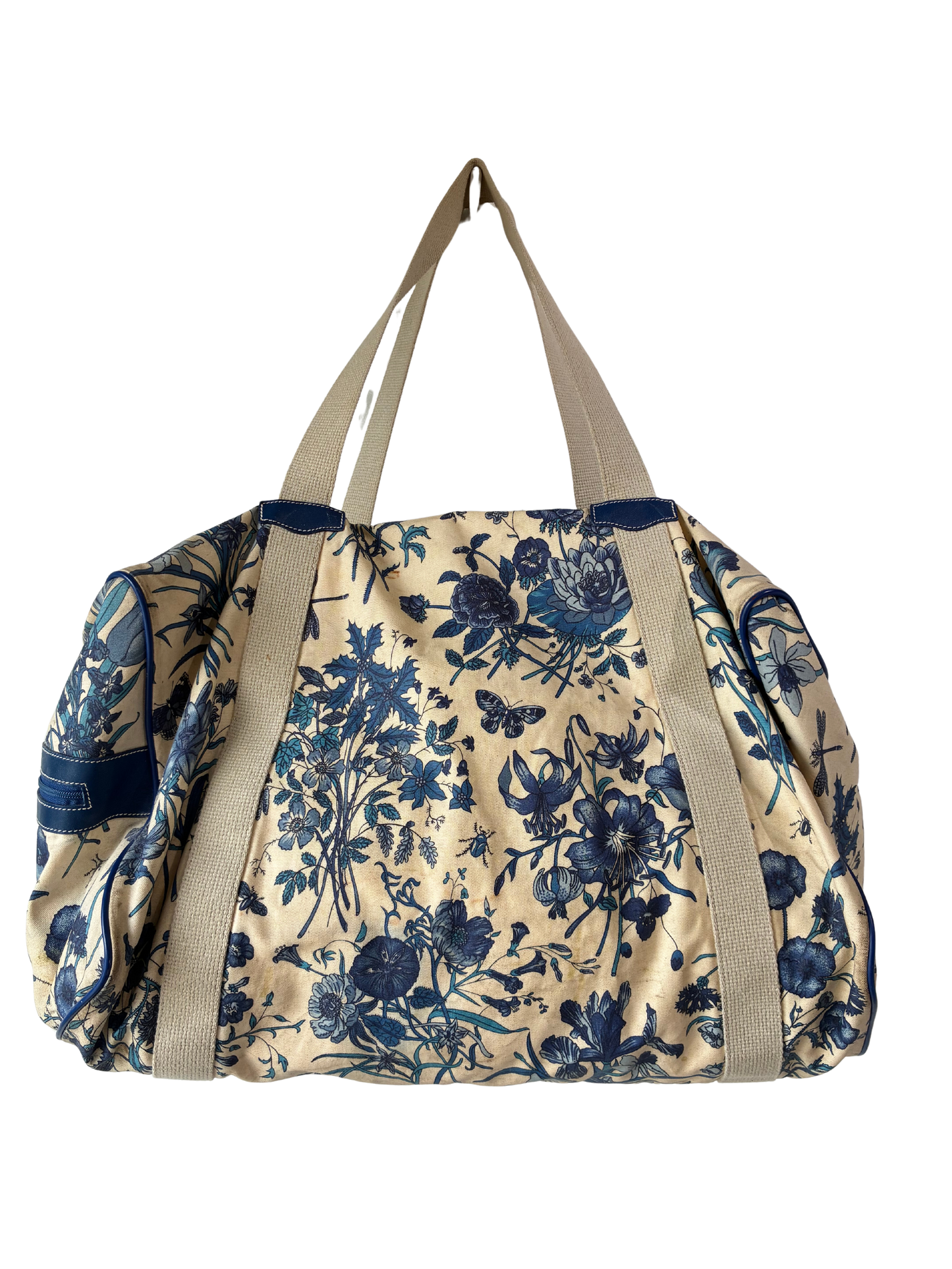 Vintage Gucci Blue Floral Weekender Bag - The Curatorial Dept.