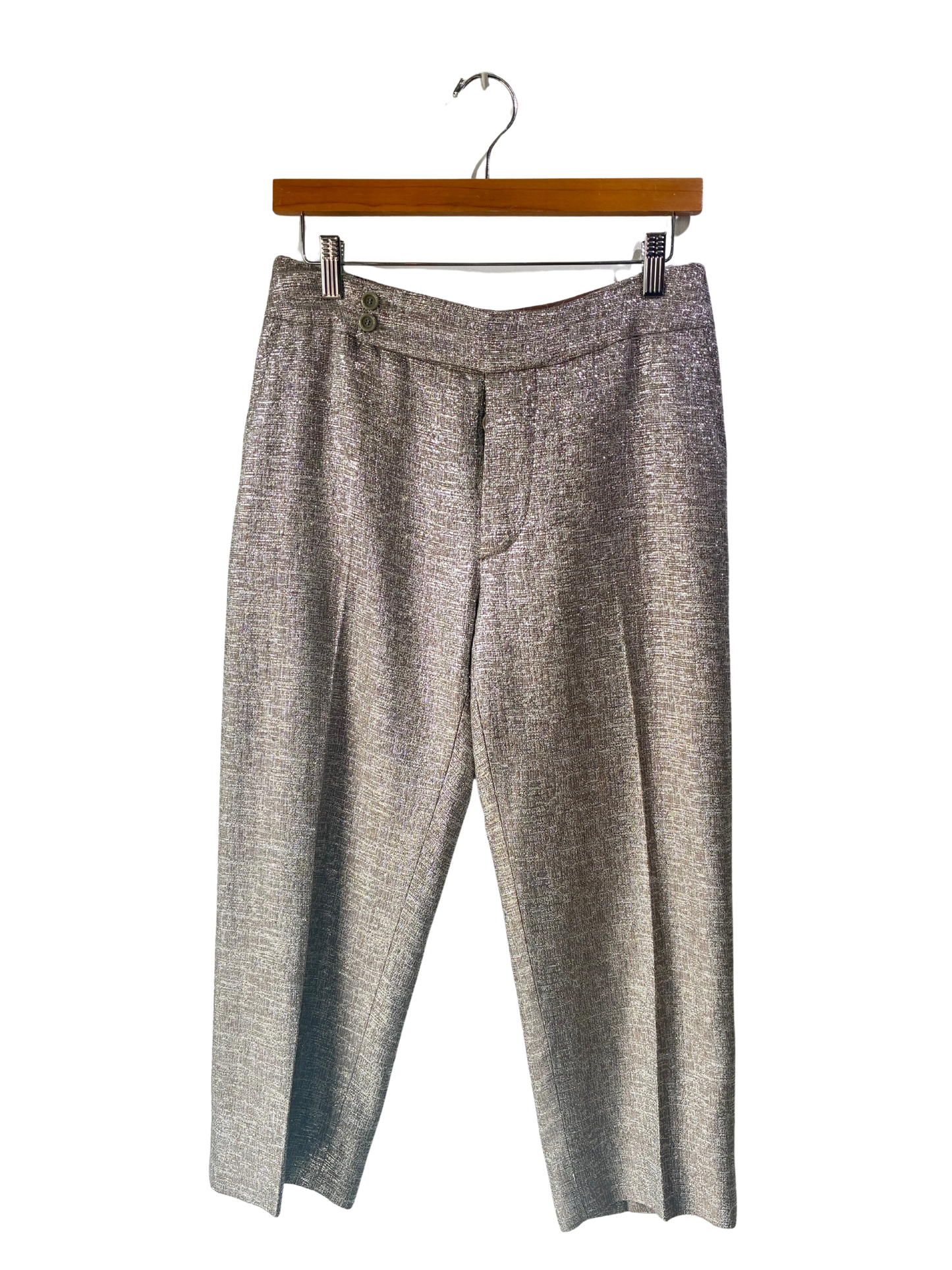 Marni Silver Metallic Cropped Trousers - The Curatorial Dept.