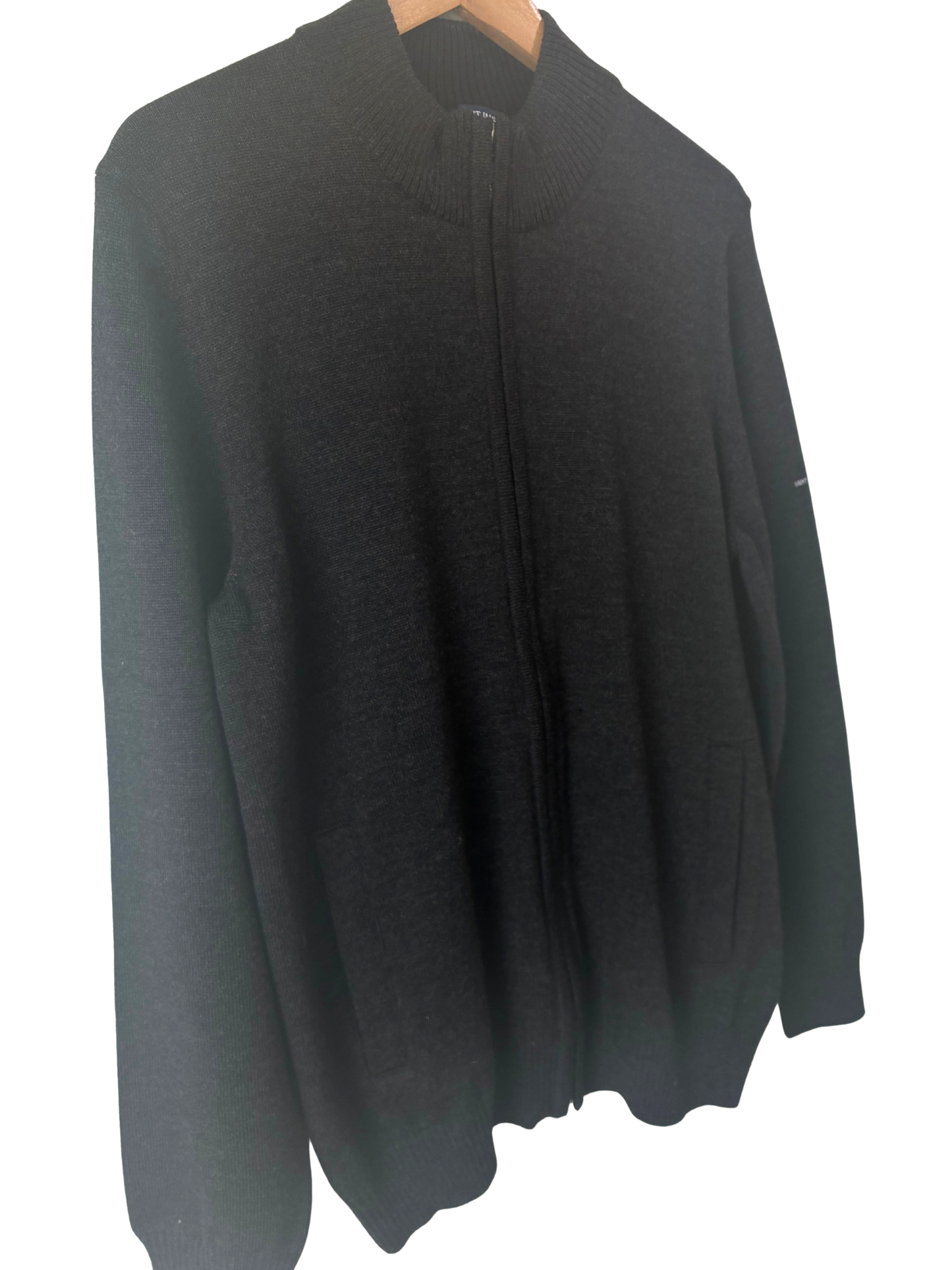 Saint James Grey Wool Zip Sweater - The Curatorial Dept.