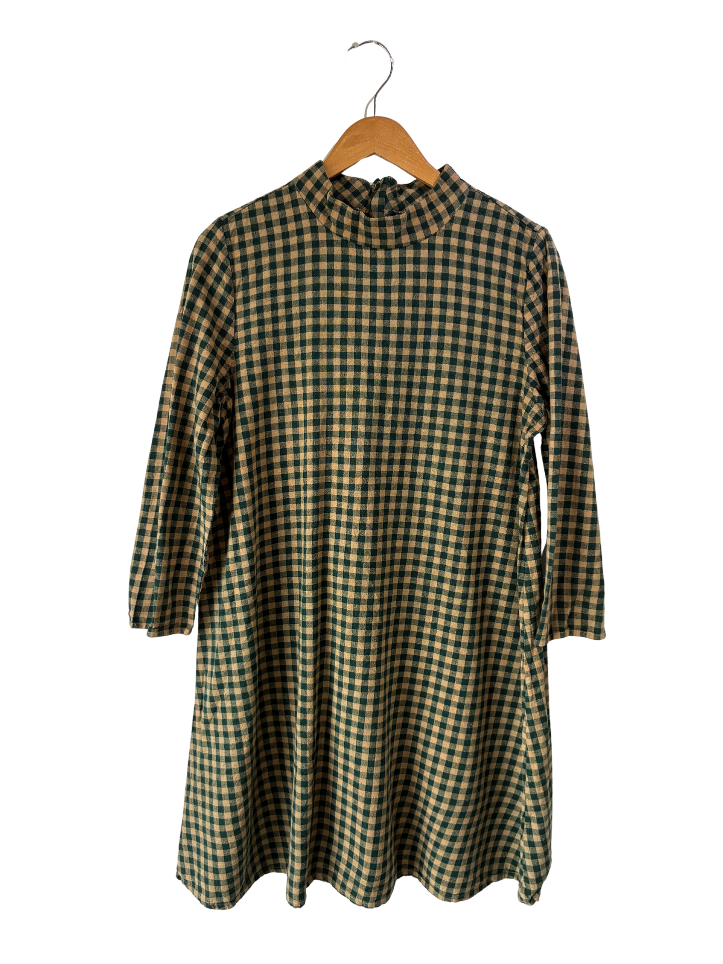 Ali Golden Green and Gold Gingham Dress - The Curatorial Dept.
