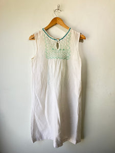 Local Brand White w Green Embroidery Dress