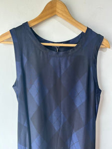 Vintage Issey Miyake Navy Argyle Silk Dress