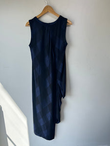 Vintage Issey Miyake Navy Argyle Silk Dress