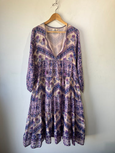 Vintage Boheme Periwinkle Block Printed Dress