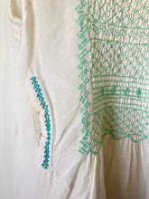 Local Brand White w Green Embroidery Dress