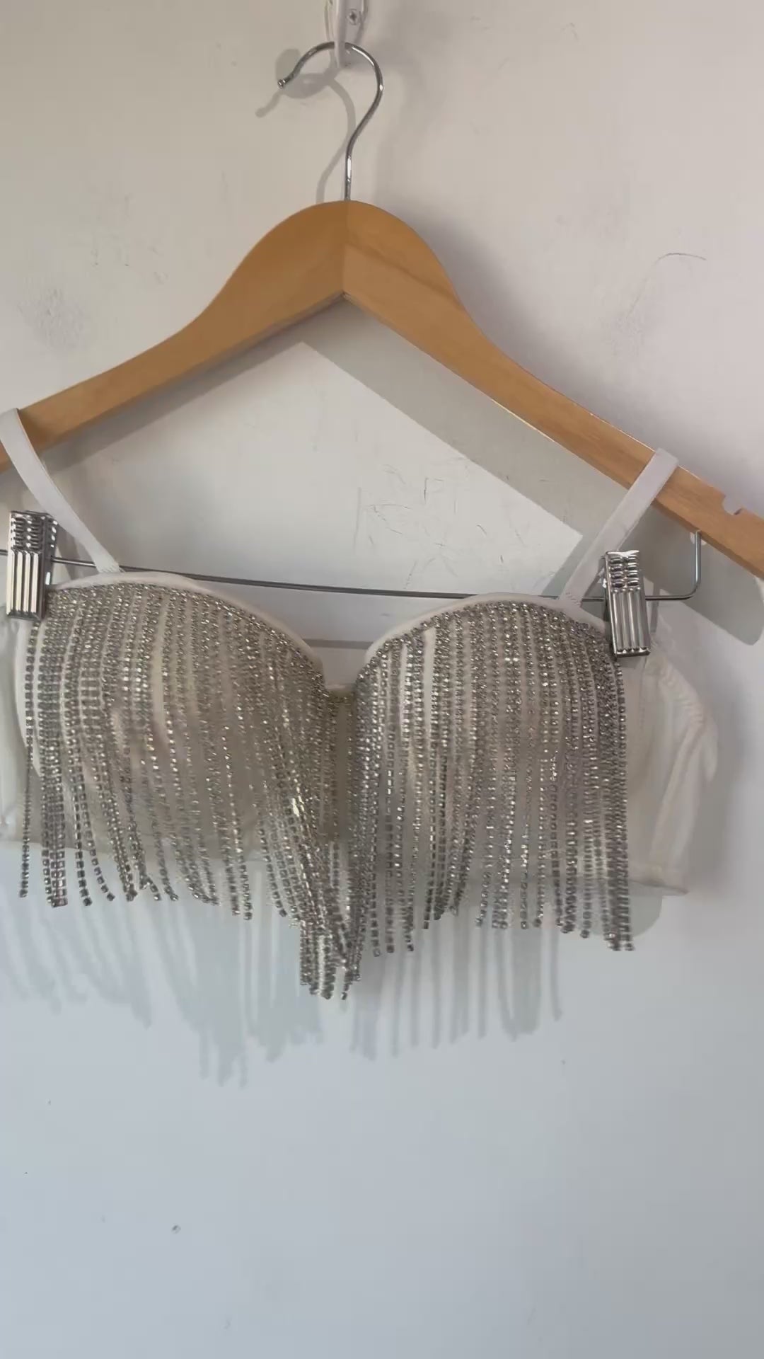 White Rhinestone Embellished Bra