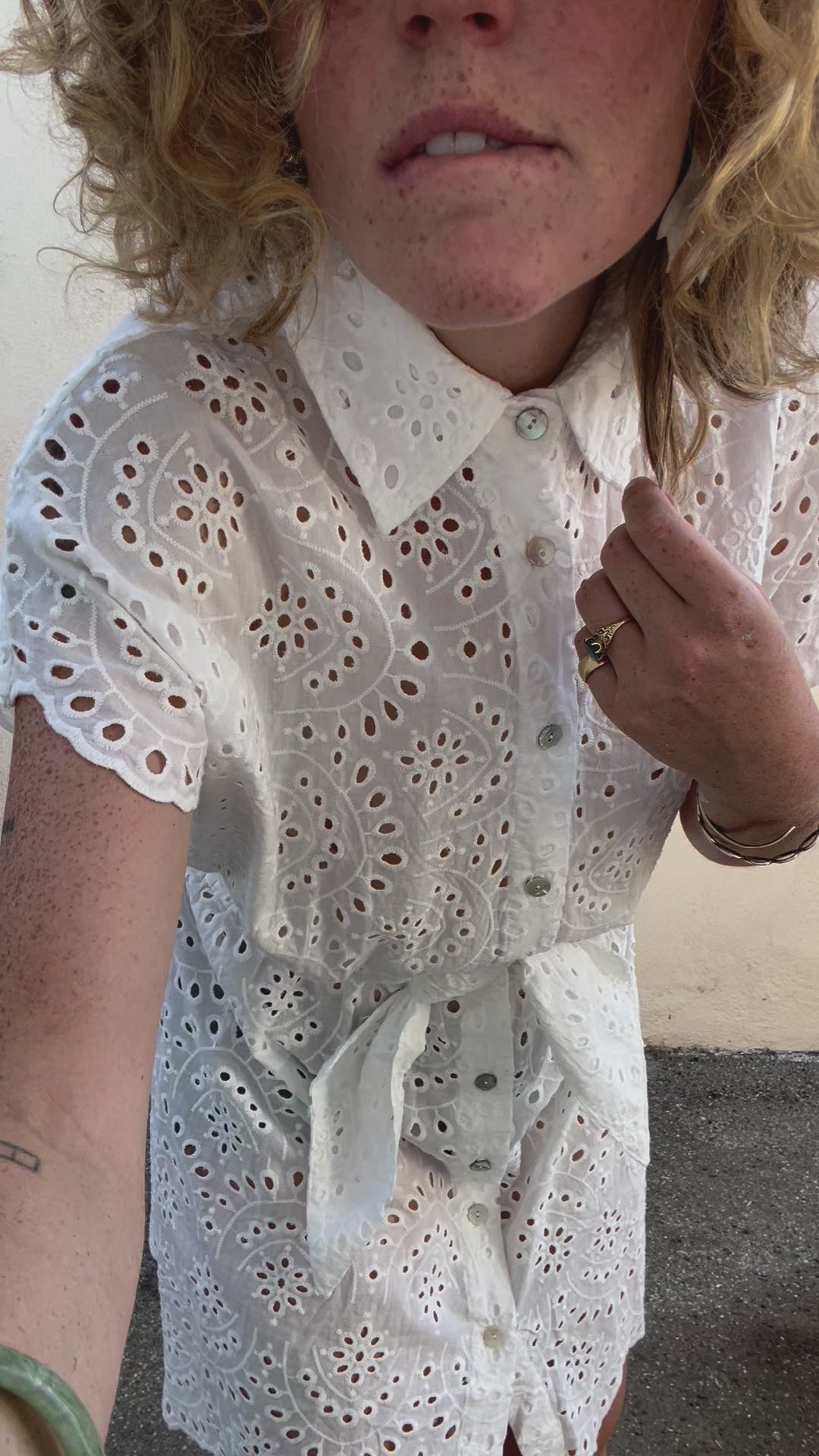Natalie Martin White Eyelet Lace Dress