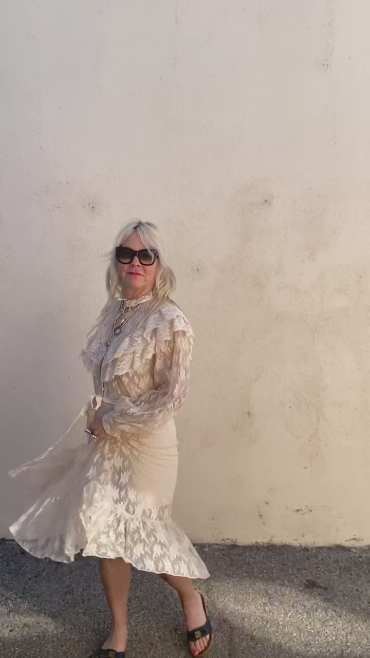 Casadei Ivory Lace Victorian Dress