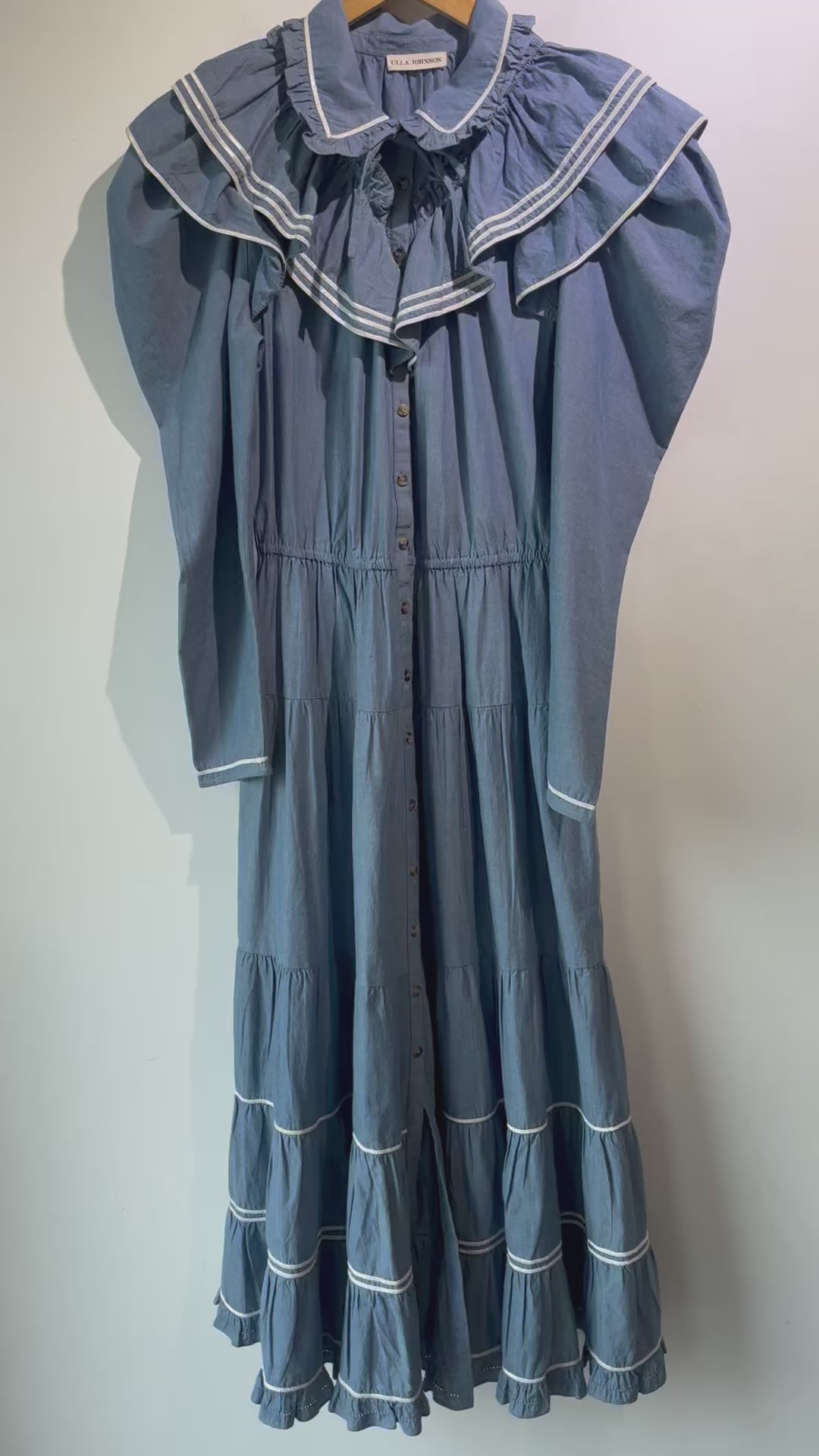 Ulla Johnson Blue Chambray Ruffle Dress
