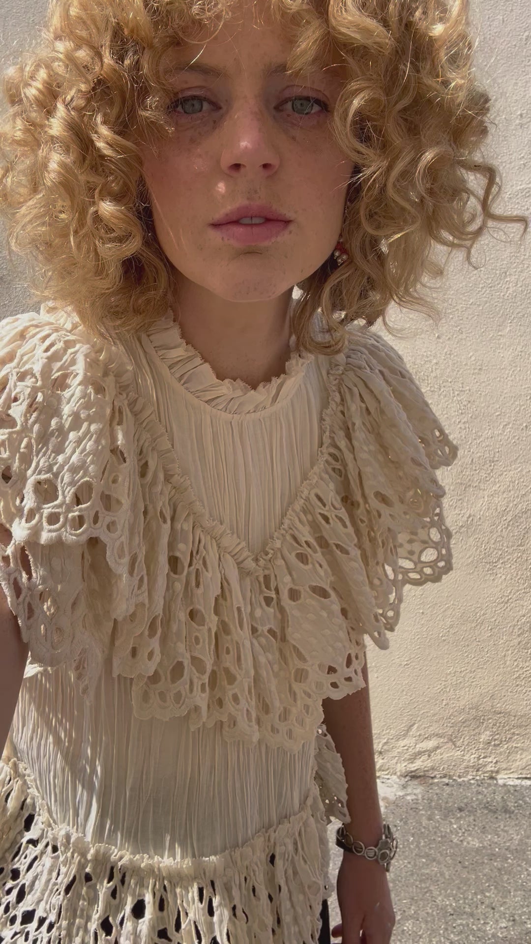 Sea New York Cream Eyelet Ruffle Top