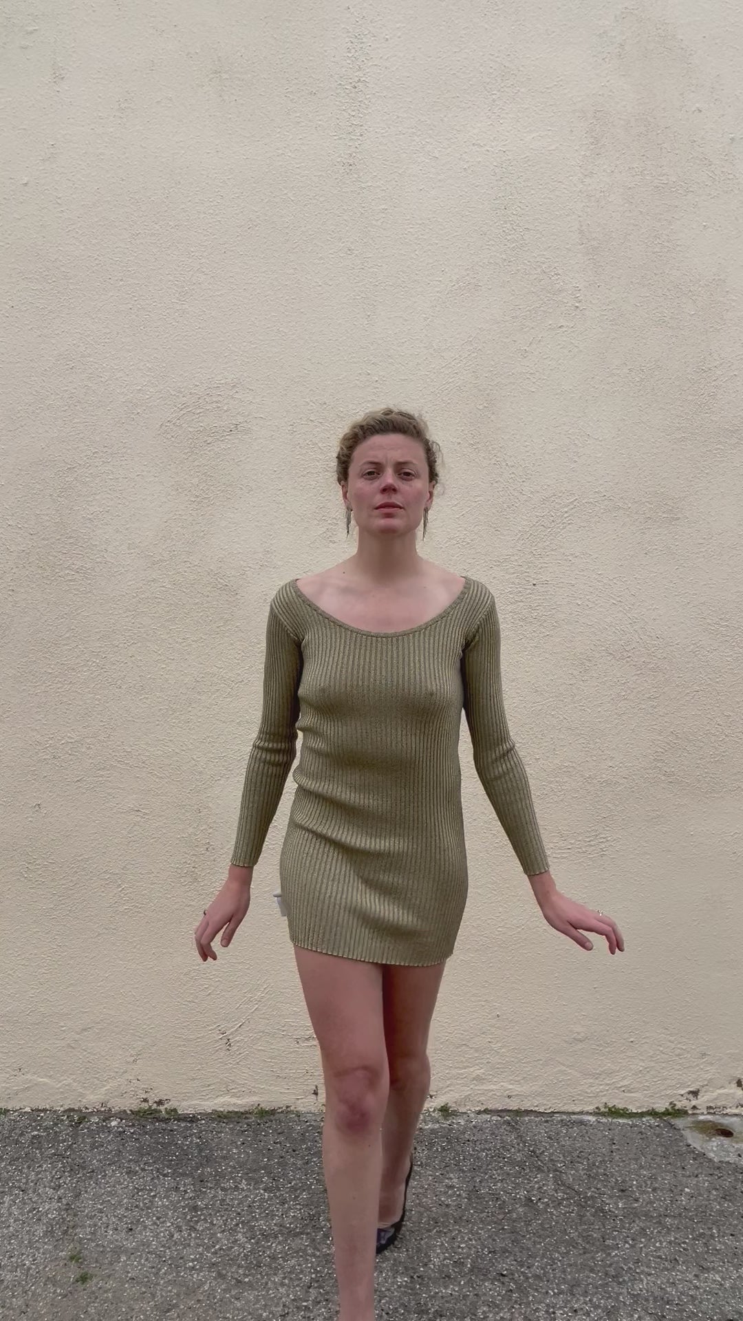 Vintage Helmut Lang Shiny Ribbed Bodycon Dress