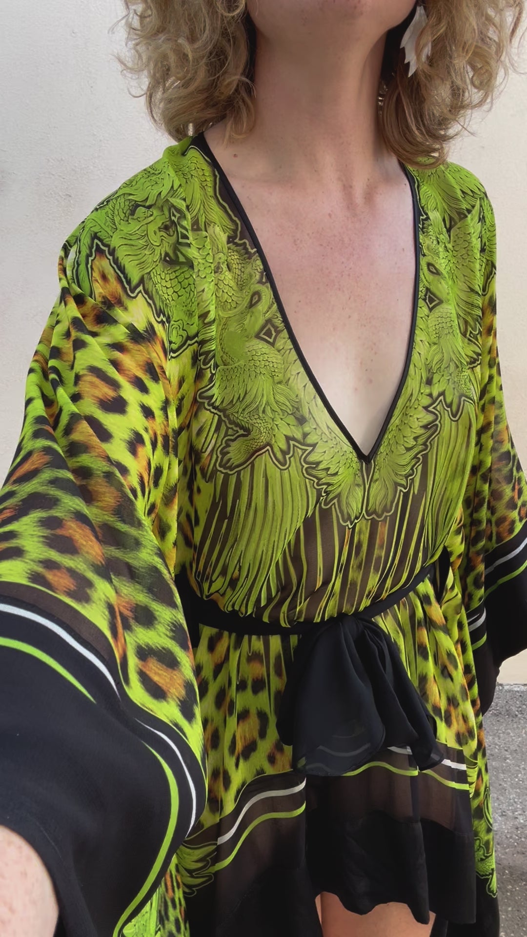 Roberto Cavalli Animal Printed Three-Quarter Sleeve Poncho