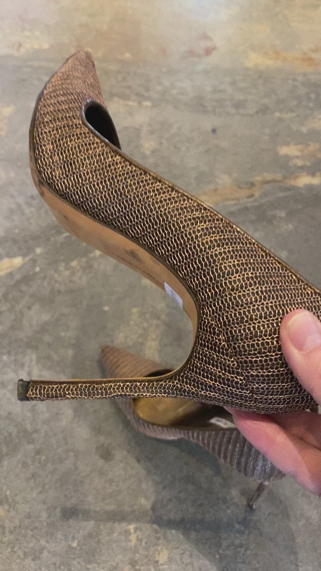 Manolo Blahnik Copper Textured Pointed-Toe Pumps