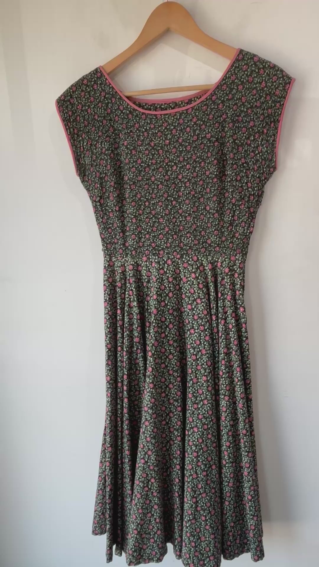 Vintage Black & Pink Floral Dress