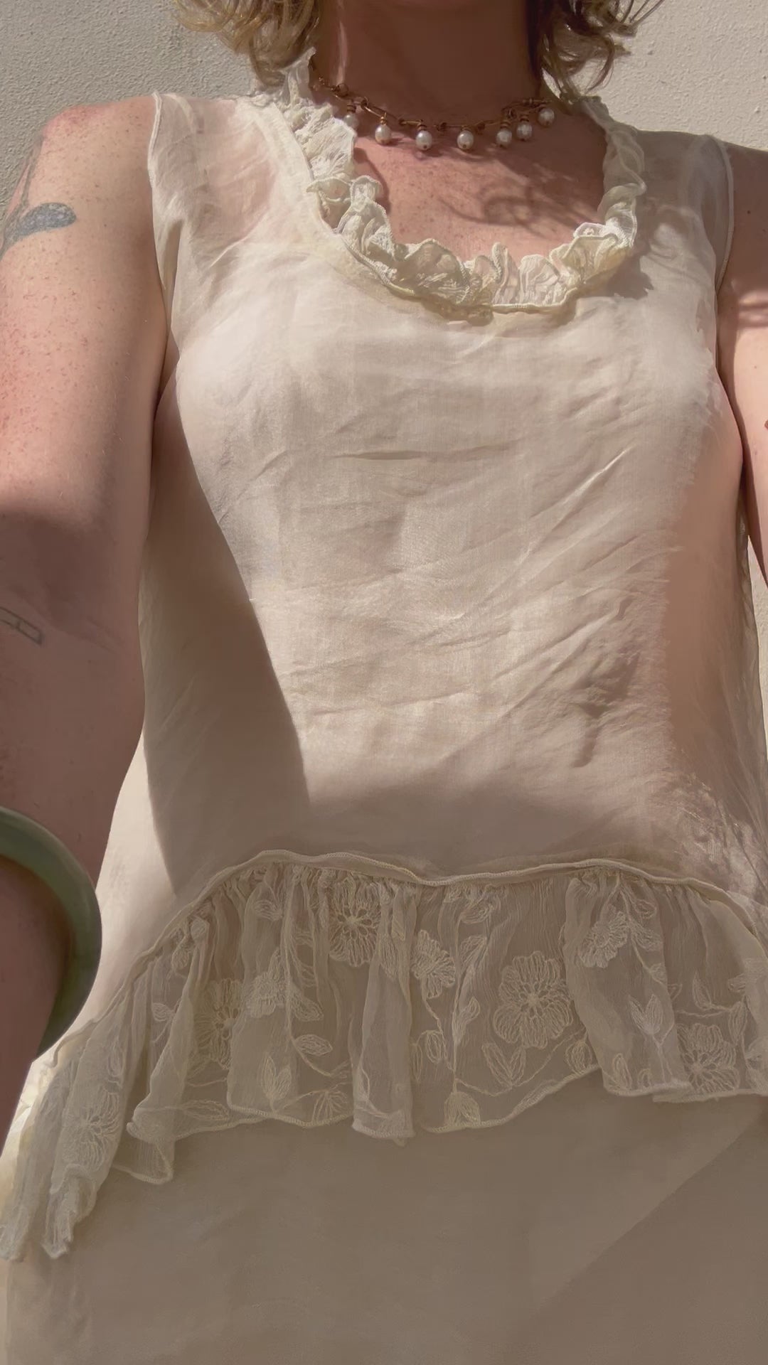 Magnolia Pearl Cream Gauze Ruffle Dress