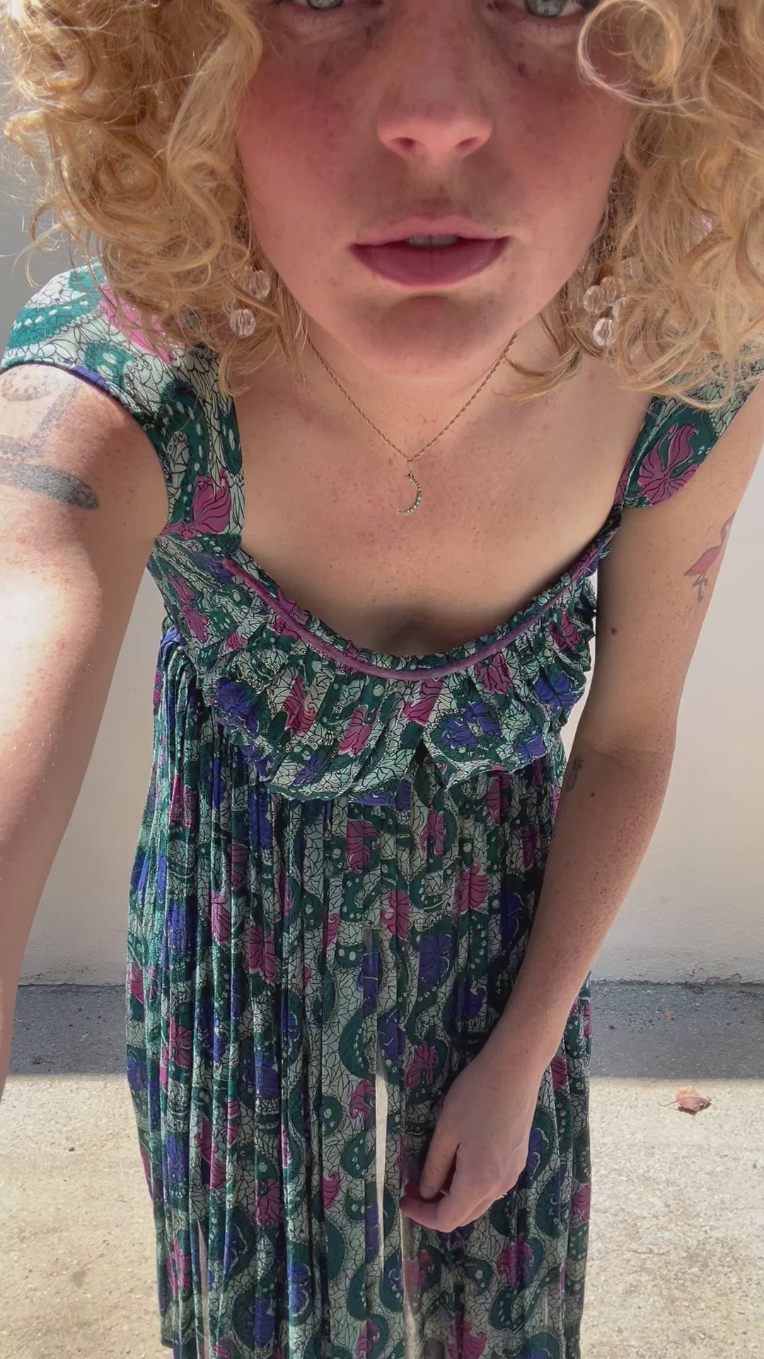 Vintage 1940s Green & Purple Dress