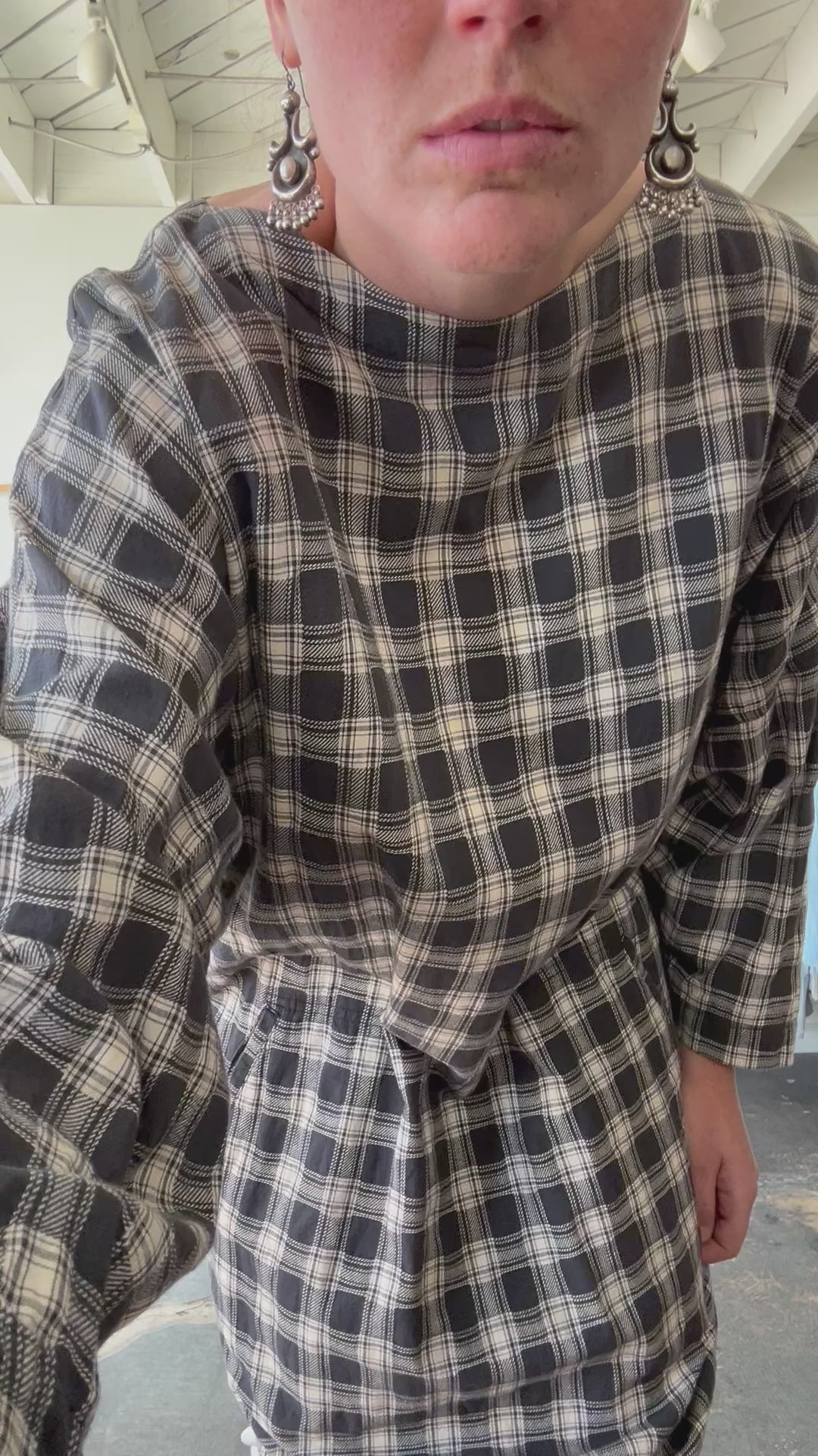 Vintage Issey Miyake Navy and White Plaid Dress