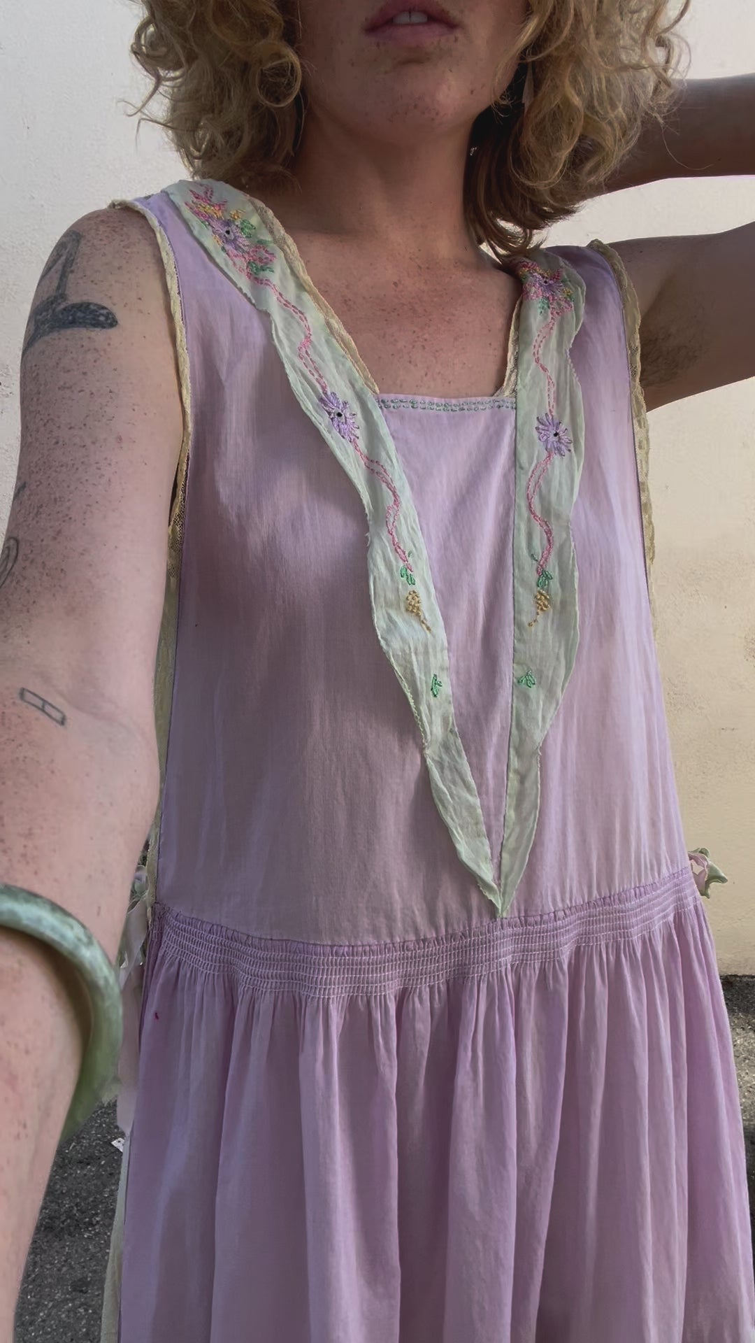 Vintage 1930s Lavender Pinafore Dress