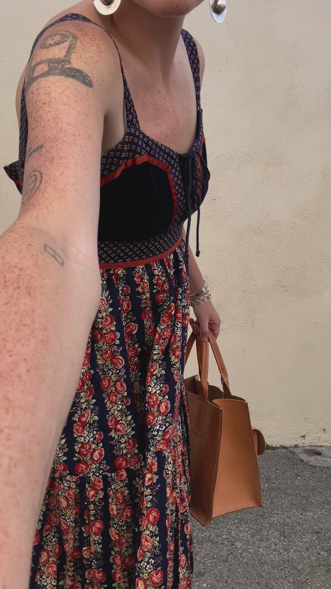 Vintage Gunne Sax Cabbage Rose Print Dress