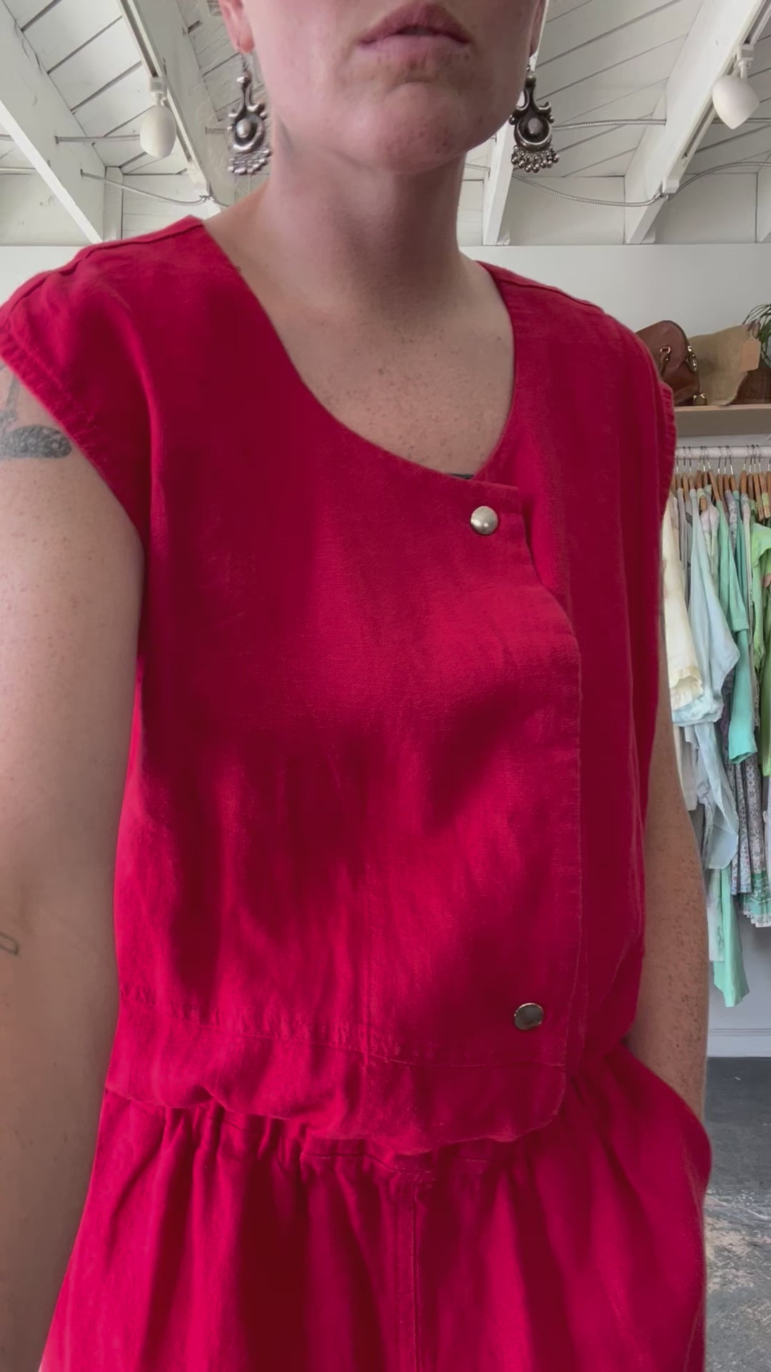 Rachel Comey Red Linen Jumpsuit