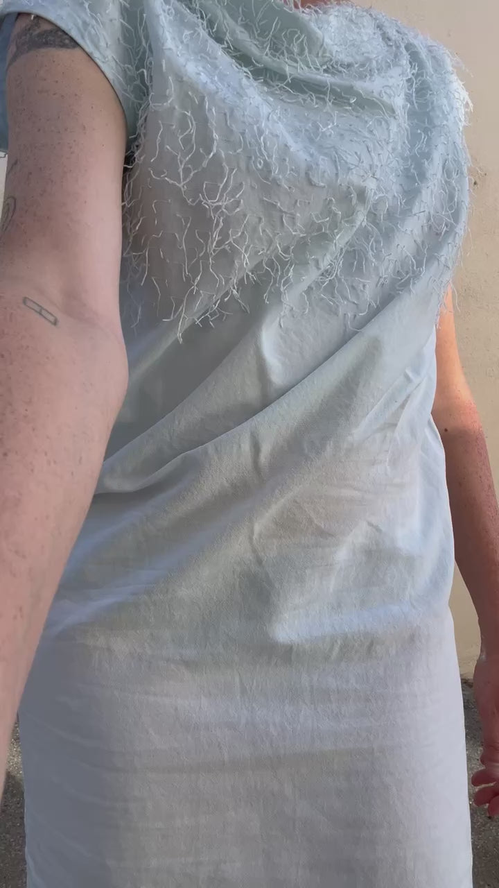 Issey Miyake Aqua Paper Fringe Mini Dress