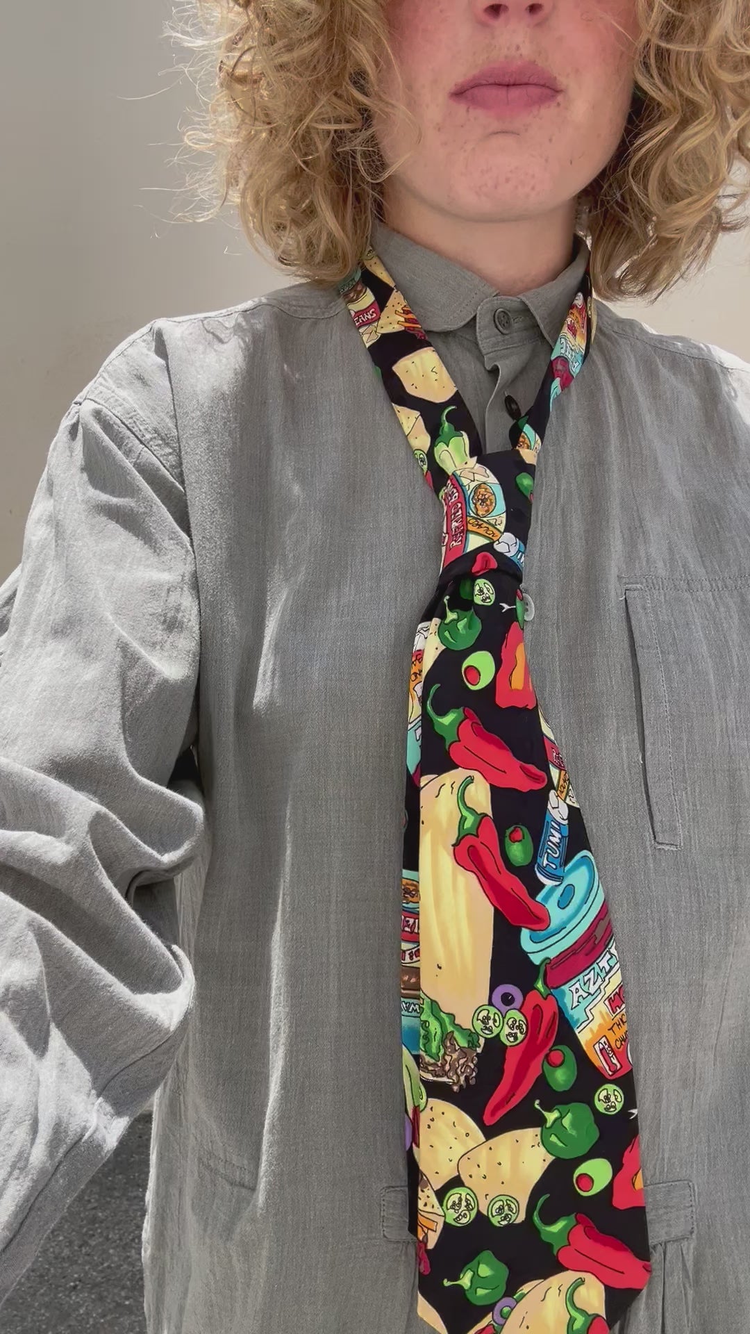 Vintage Nicole Miller Silk Hot Sauce Pattern Tie