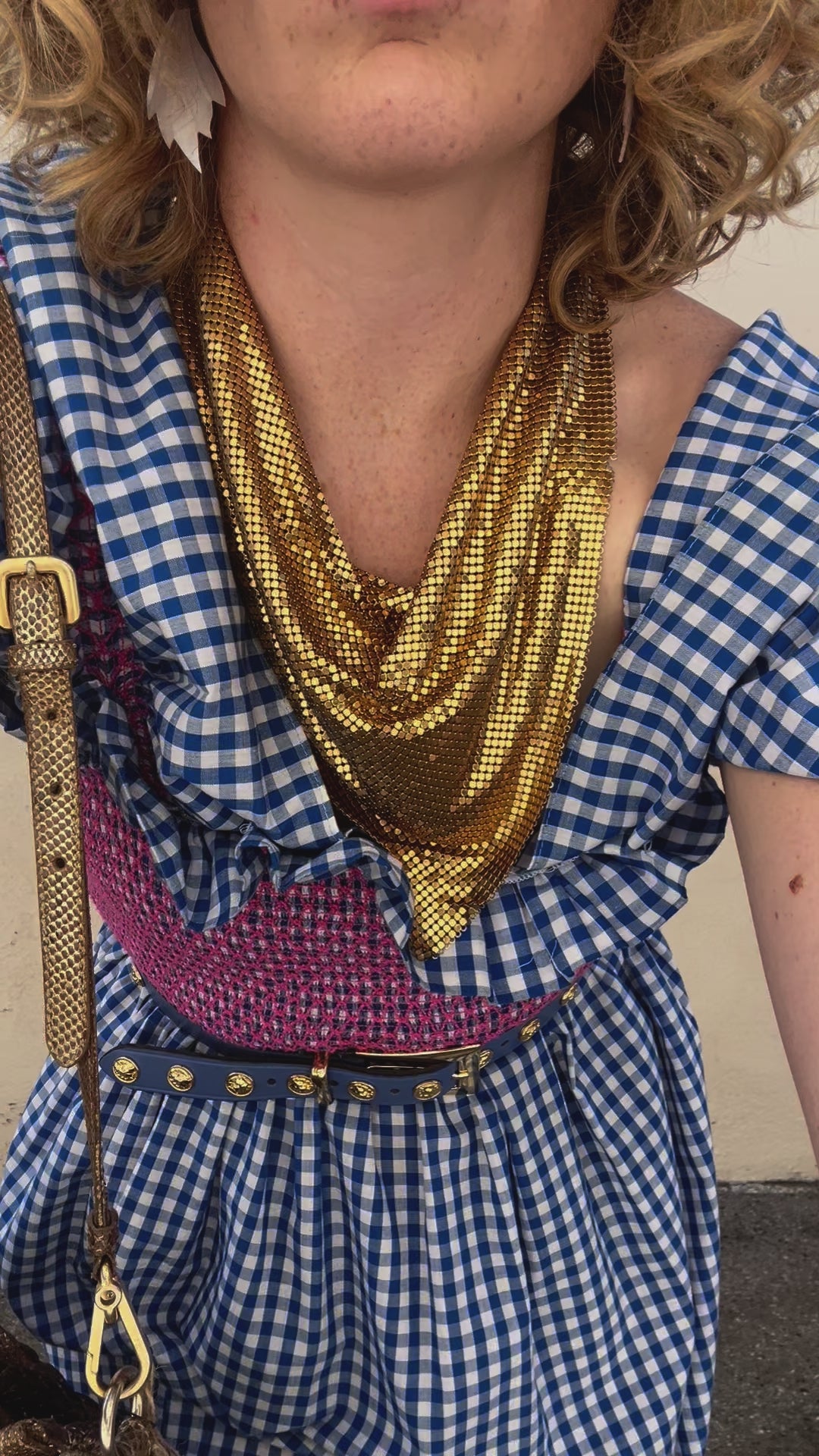 Lindsey Thornburg Blue Gingham Ruffle Dress