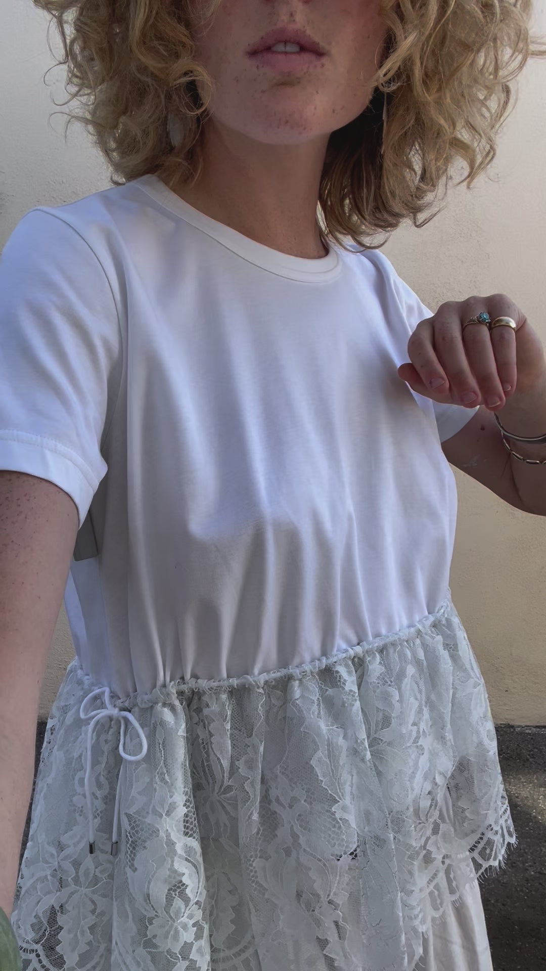 Comme des Garcons Noir Kei Ninomiya White Lace Peplum Top