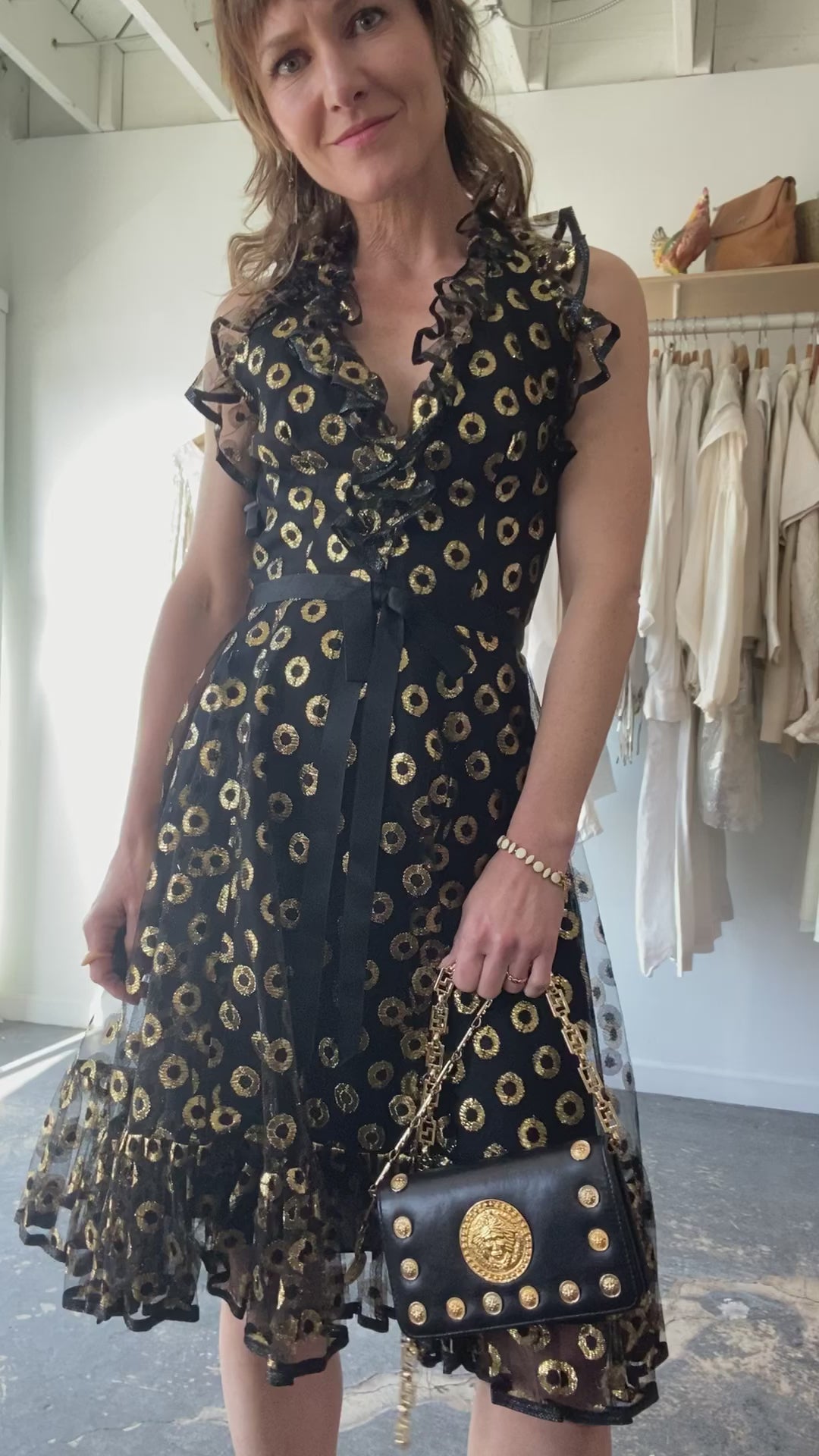 Vintage Malcolm Starr Black and Gold Cocktail Dress