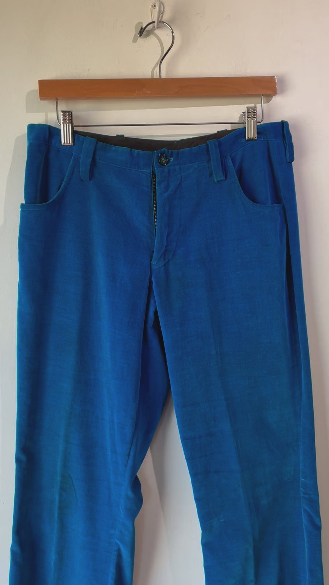 Men's Turquoise Velvet Bell Bottom Pants