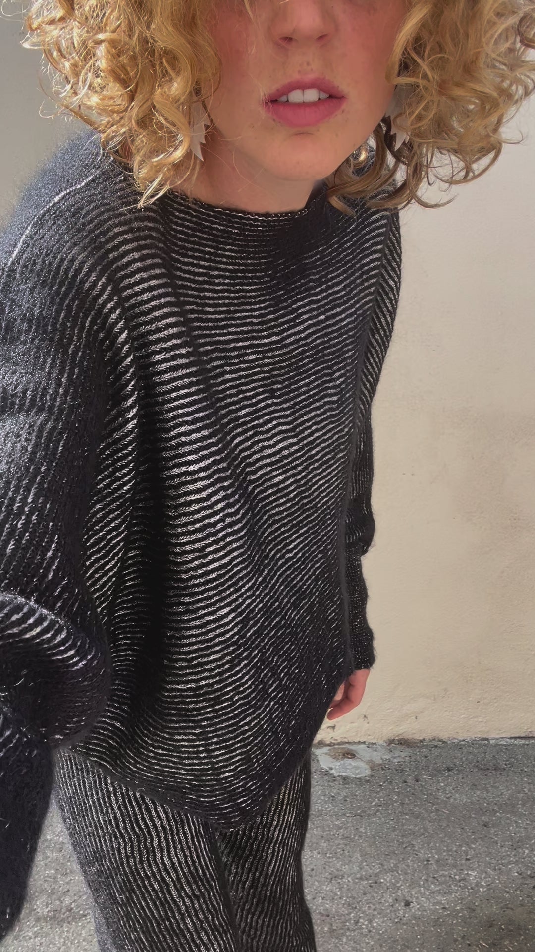 Vintage Issey Miyake Black White Knit Pants Set