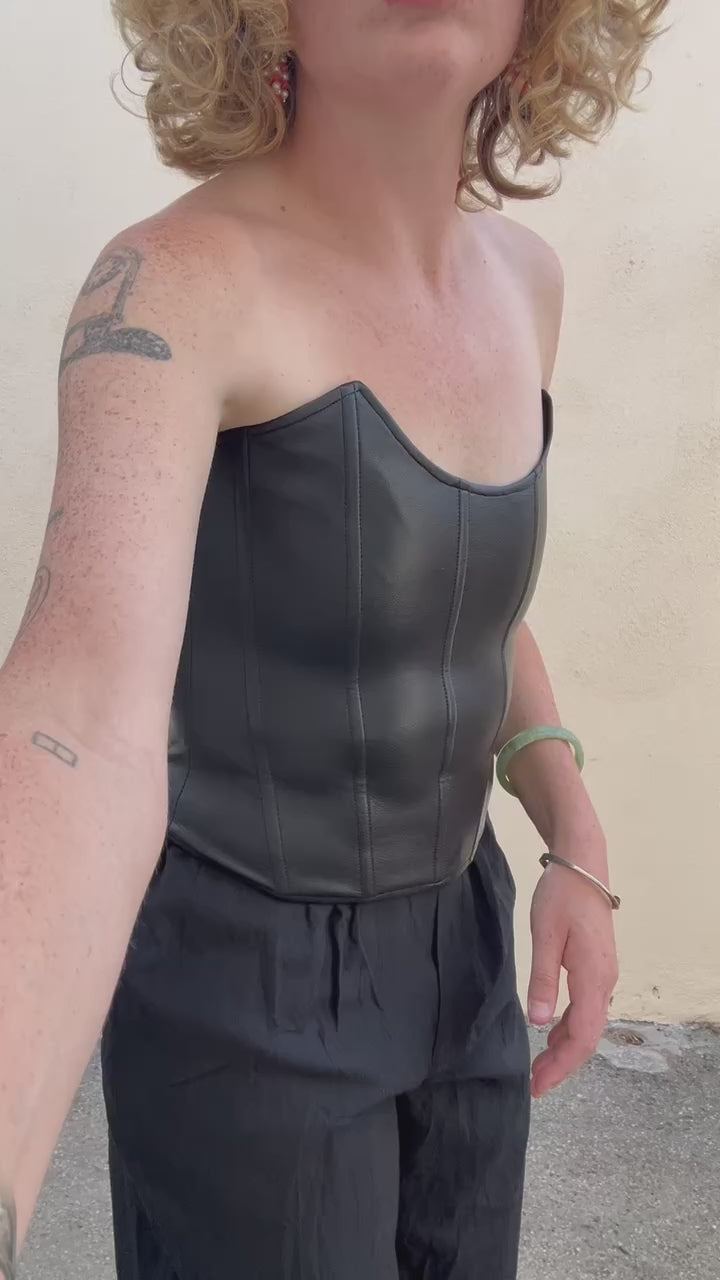 Miaou Black Vegan Leather Bustier