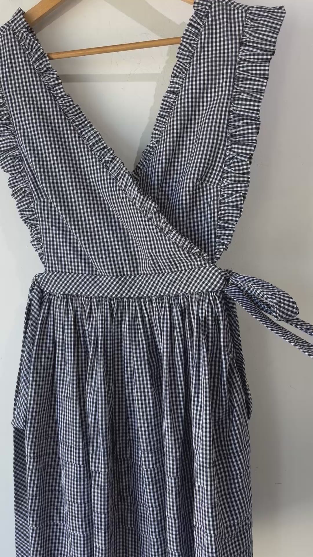 Sandy Liang Black and White Gingham Dress
