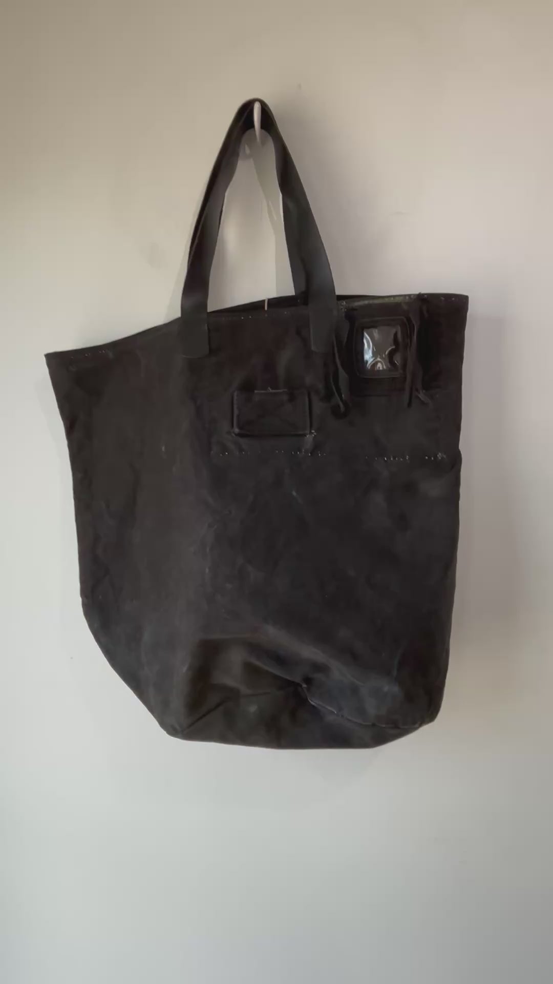 Part X Studio Black Canvas Tote with Black Leather Handle