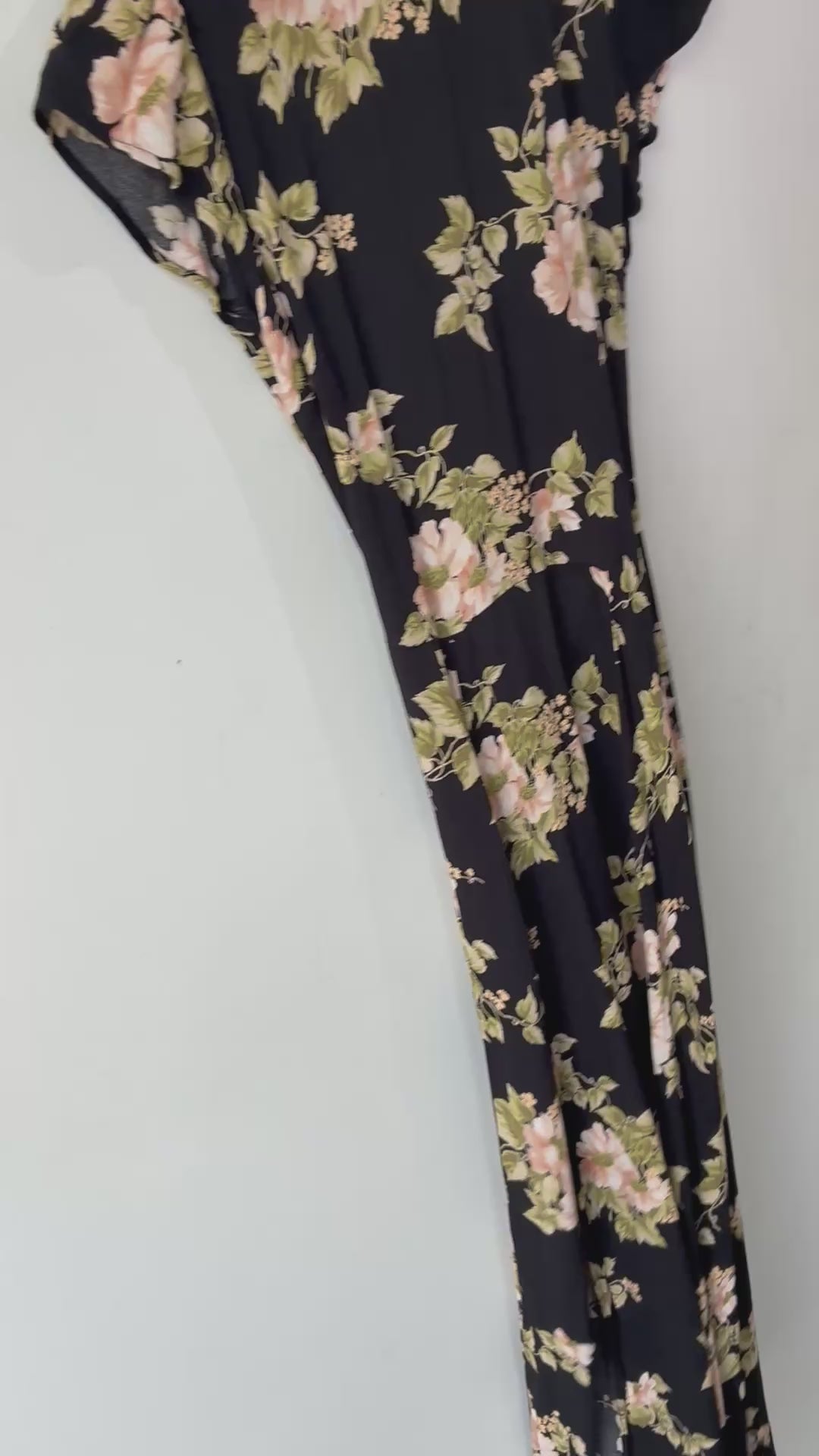 Reformation Black Floral Open Back Dress