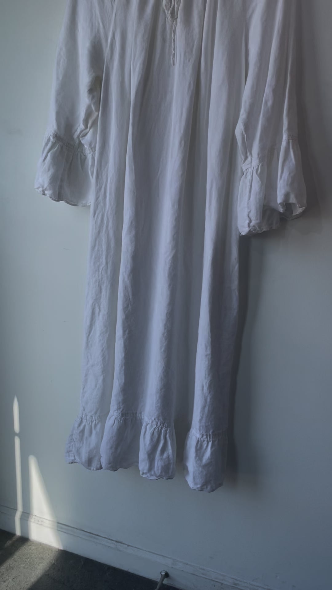 White Linen Ruffled Maxi Dress