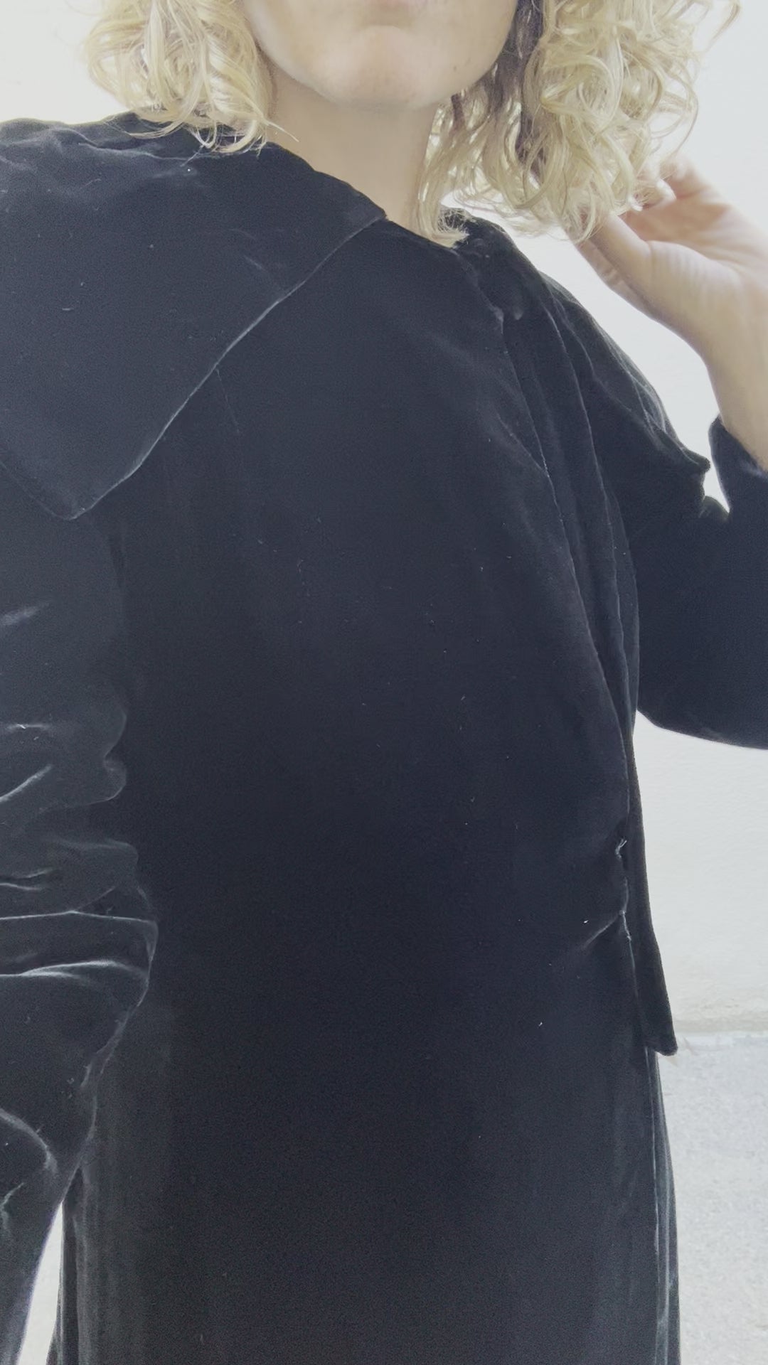 Vintage Black Velvet Long Coat