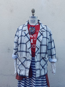 Cream and White Plaid Jacket - The Curatorial Dept.