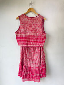Vintage Two Piece Pink Floral Indian Block Print Two-Piece Set