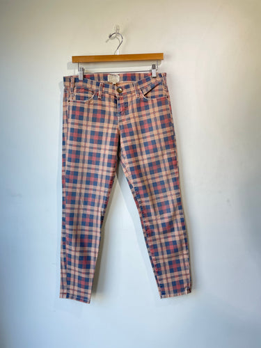 CURRENT/ELLIOTT Plaid Skinny Jeans